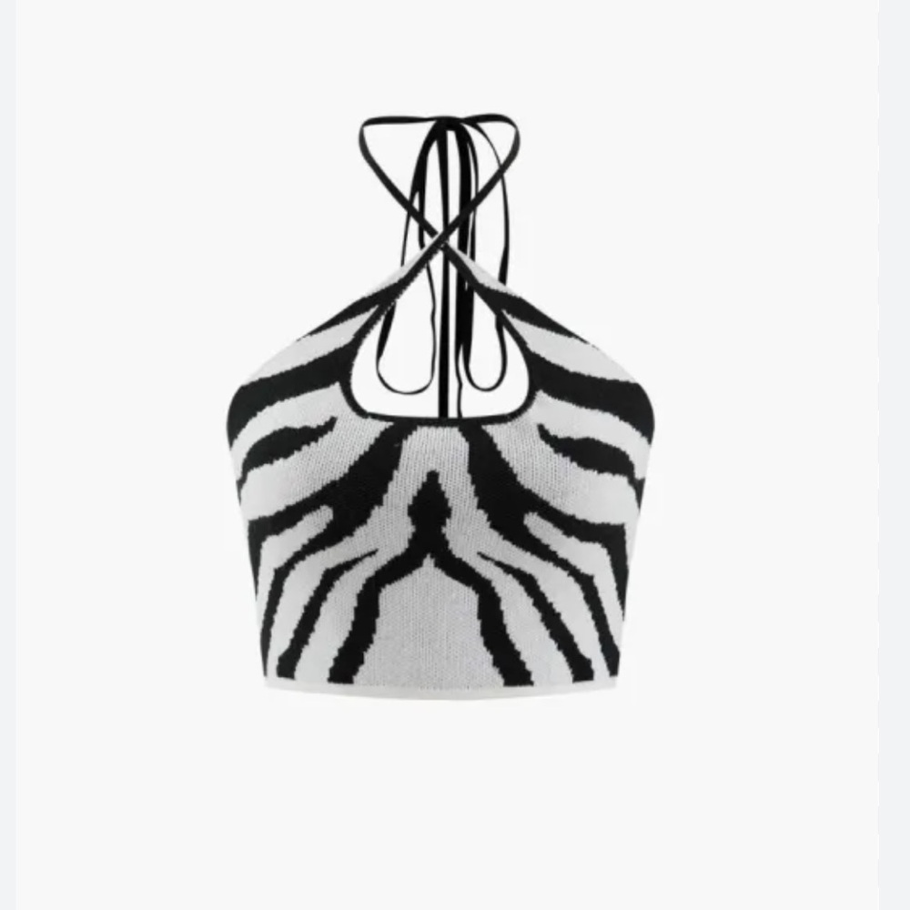 Micas Zebra Print Knit Halter Top